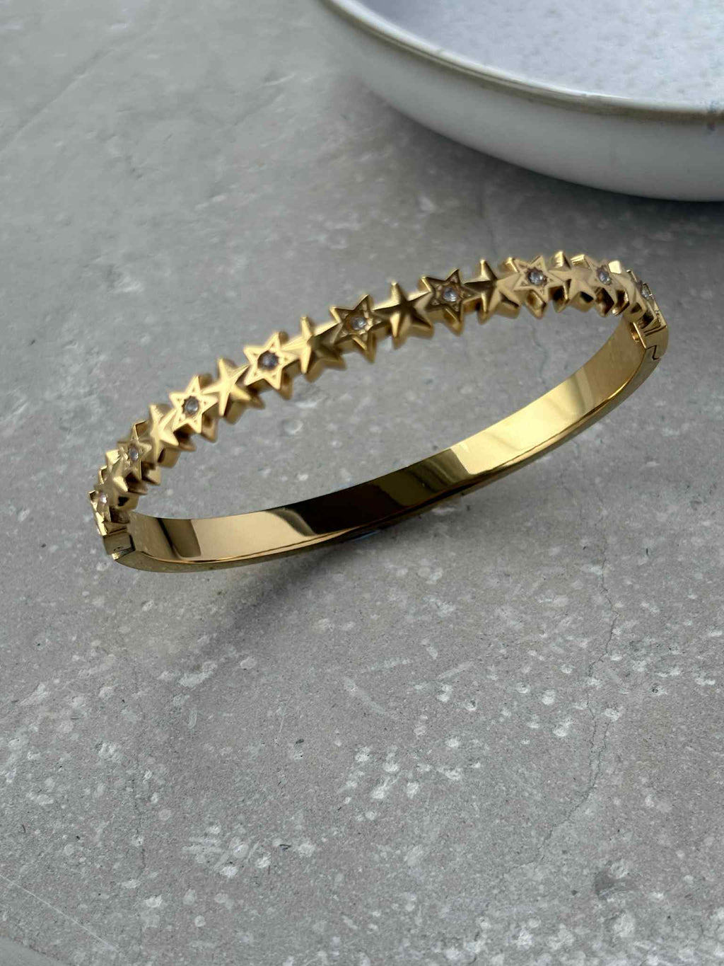 Tarnish Resistant Hinged Star With Zirconia Bangle