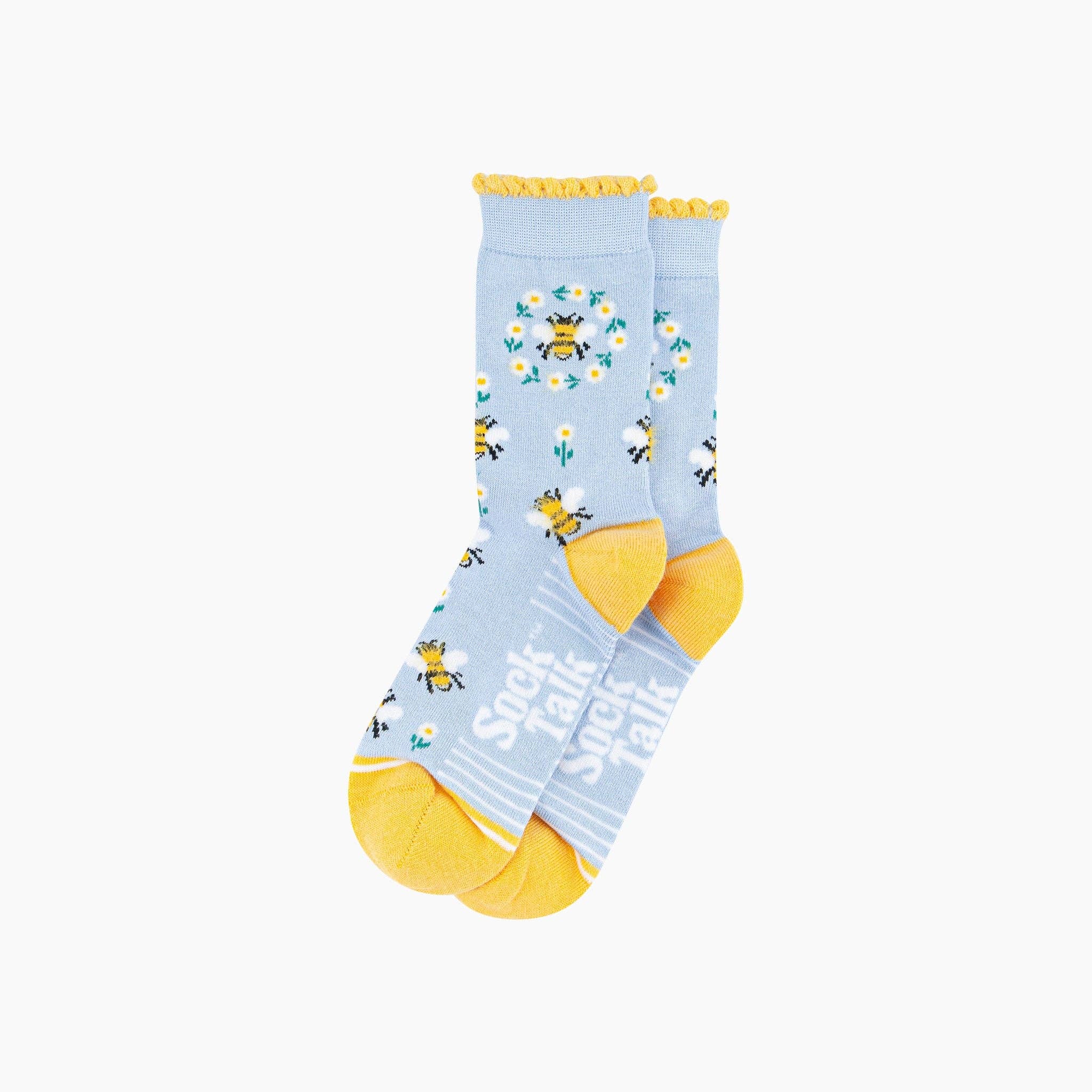 Bee Wreath Fluffy Bamboo Socks in Blue: UK 3-7 | EU 36-40 | US 5-9