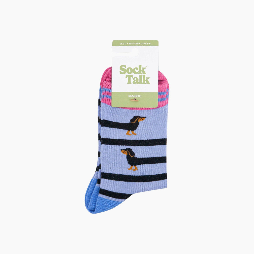 Winding Sausage Dog Bamboo Socks in Blue: UK 3-7 | EU 36-40 | US 5-9