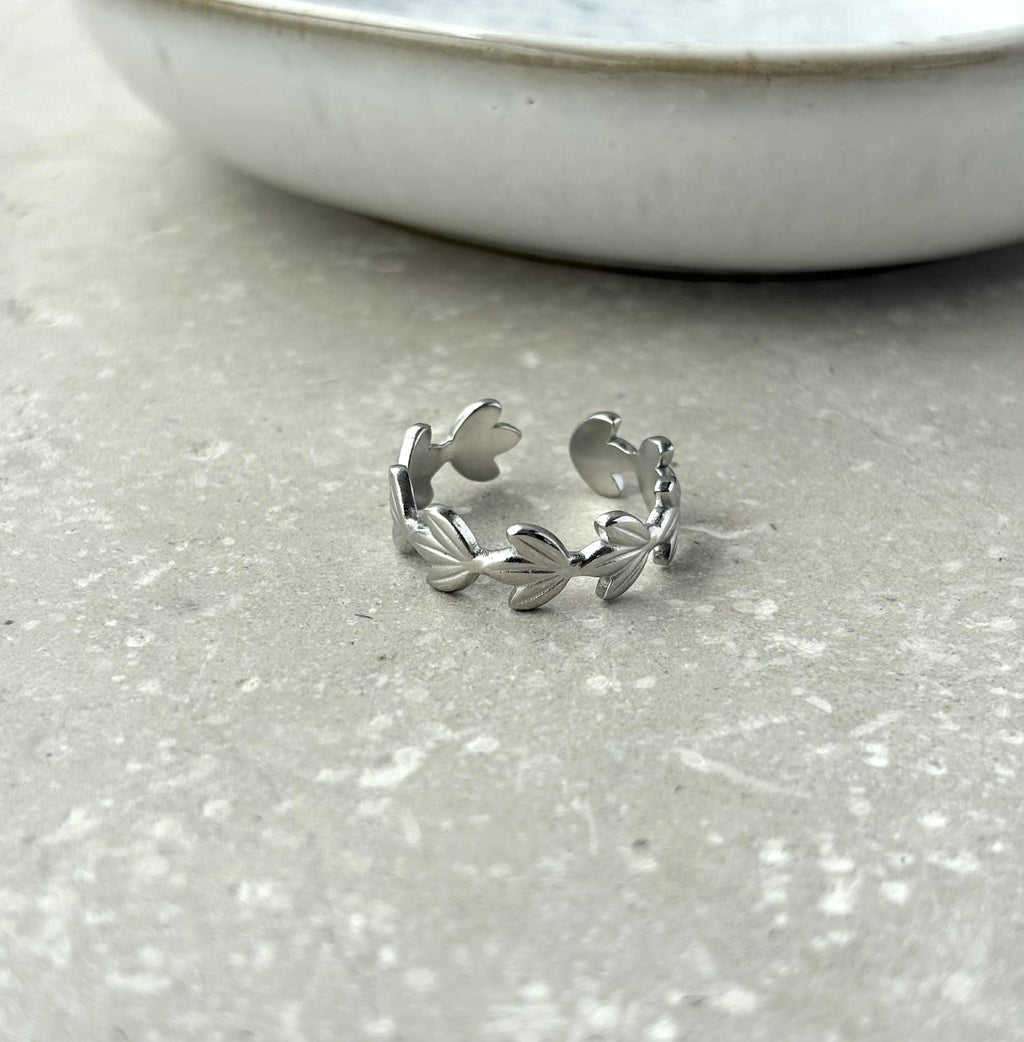Tarnish Resistant Leaf Open Ring: Gold