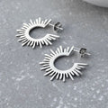 Tarnish Resistant Sunburst Stud Earrings: Silver