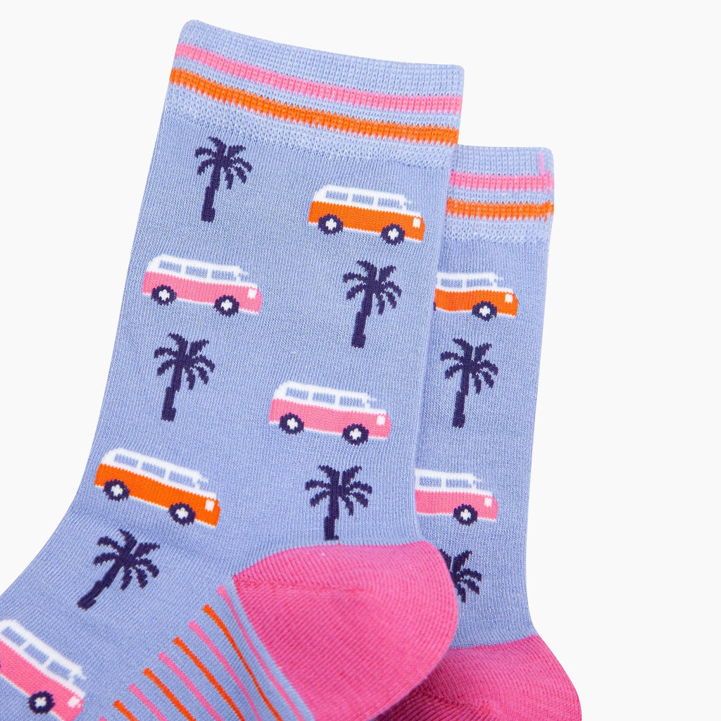 Campervans Palm Trees Bamboo Socks in Blue: UK 3-7 | EU 36-40 | US 5-9