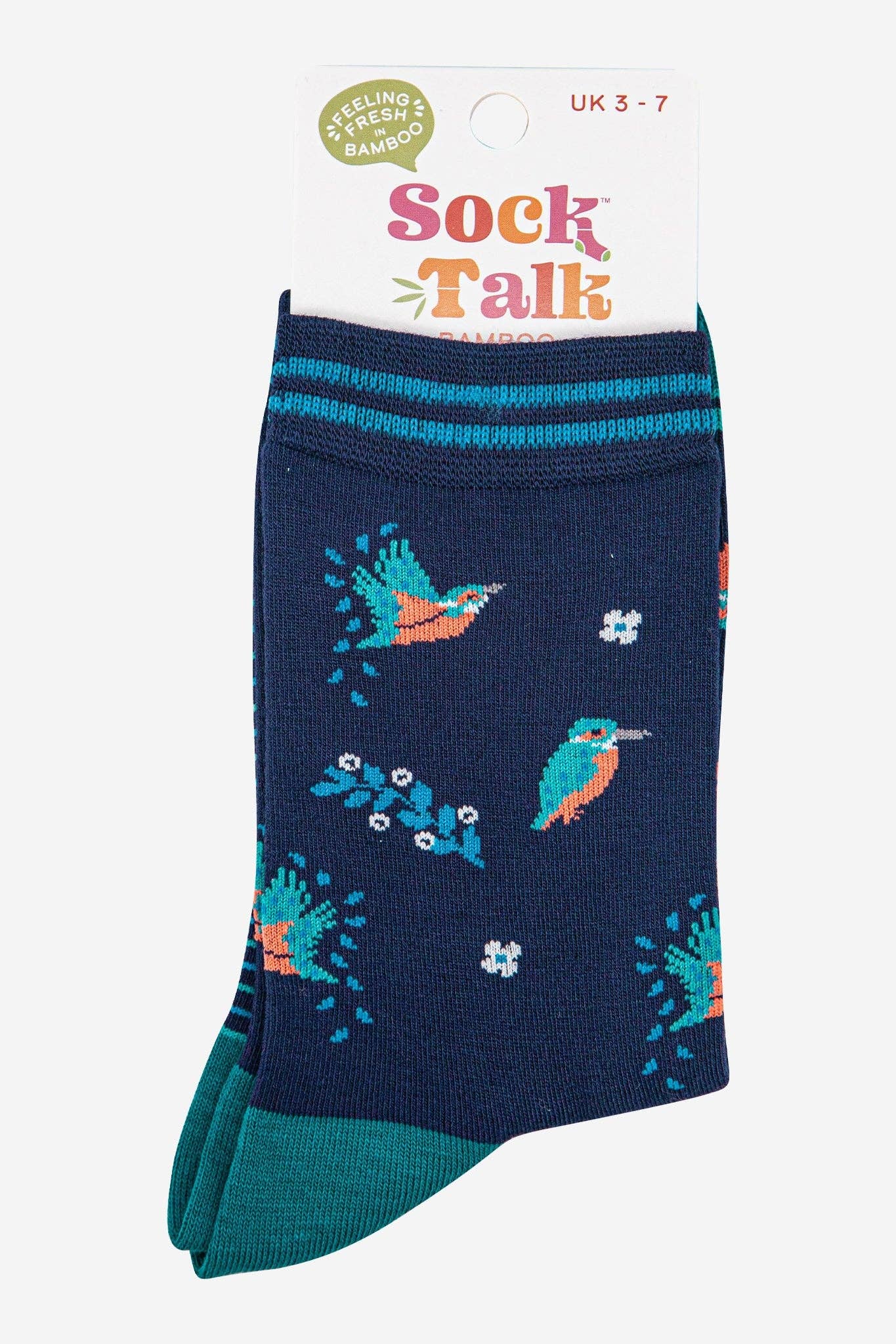 Kingfisher Floral Bamboo Socks in Navy Blue: UK 3-7 | EU 36-40 | US 5-9