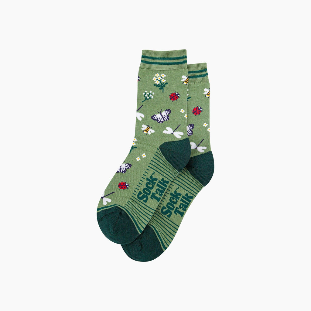 Garden Ladybird & Butterfly Bamboo Socks in Green: UK 3-7 | EU 36-40 | US 5-9