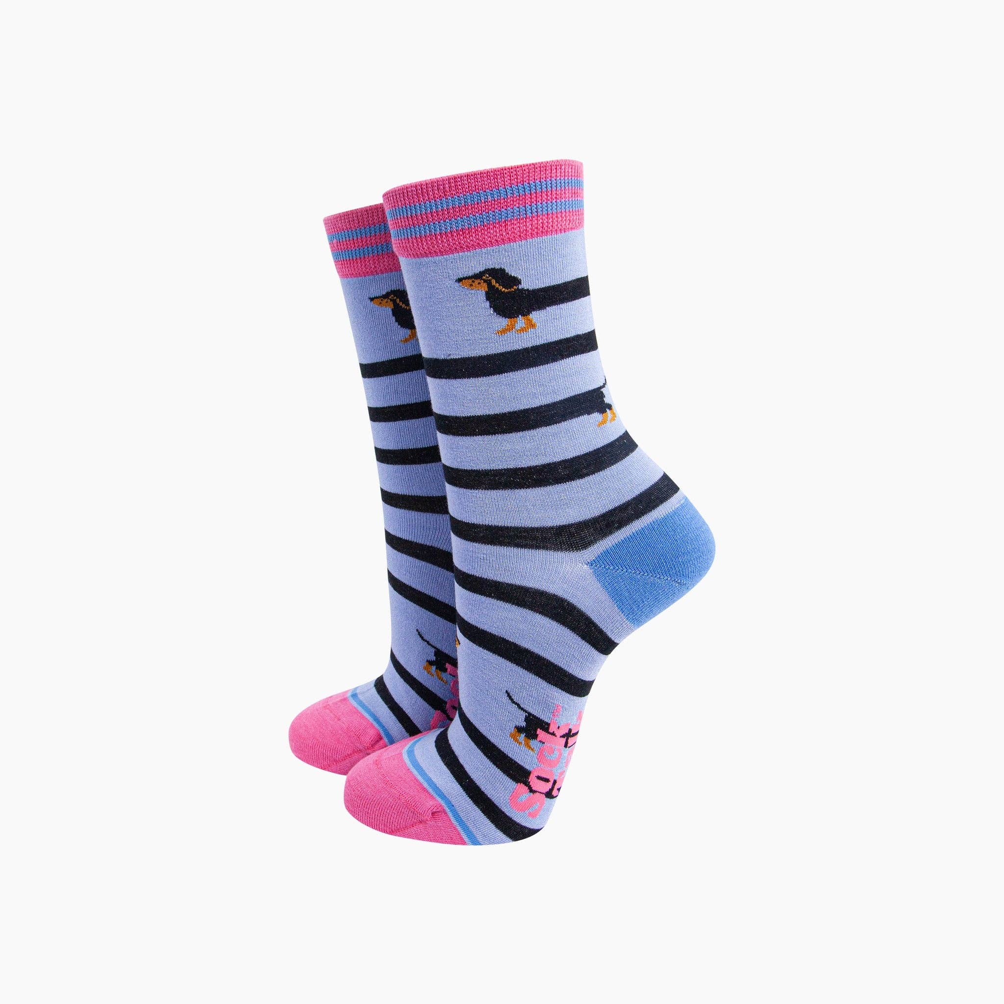 Winding Sausage Dog Bamboo Socks in Blue: UK 3-7 | EU 36-40 | US 5-9