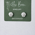 Tarnish Resistant Shell Studs: Silver