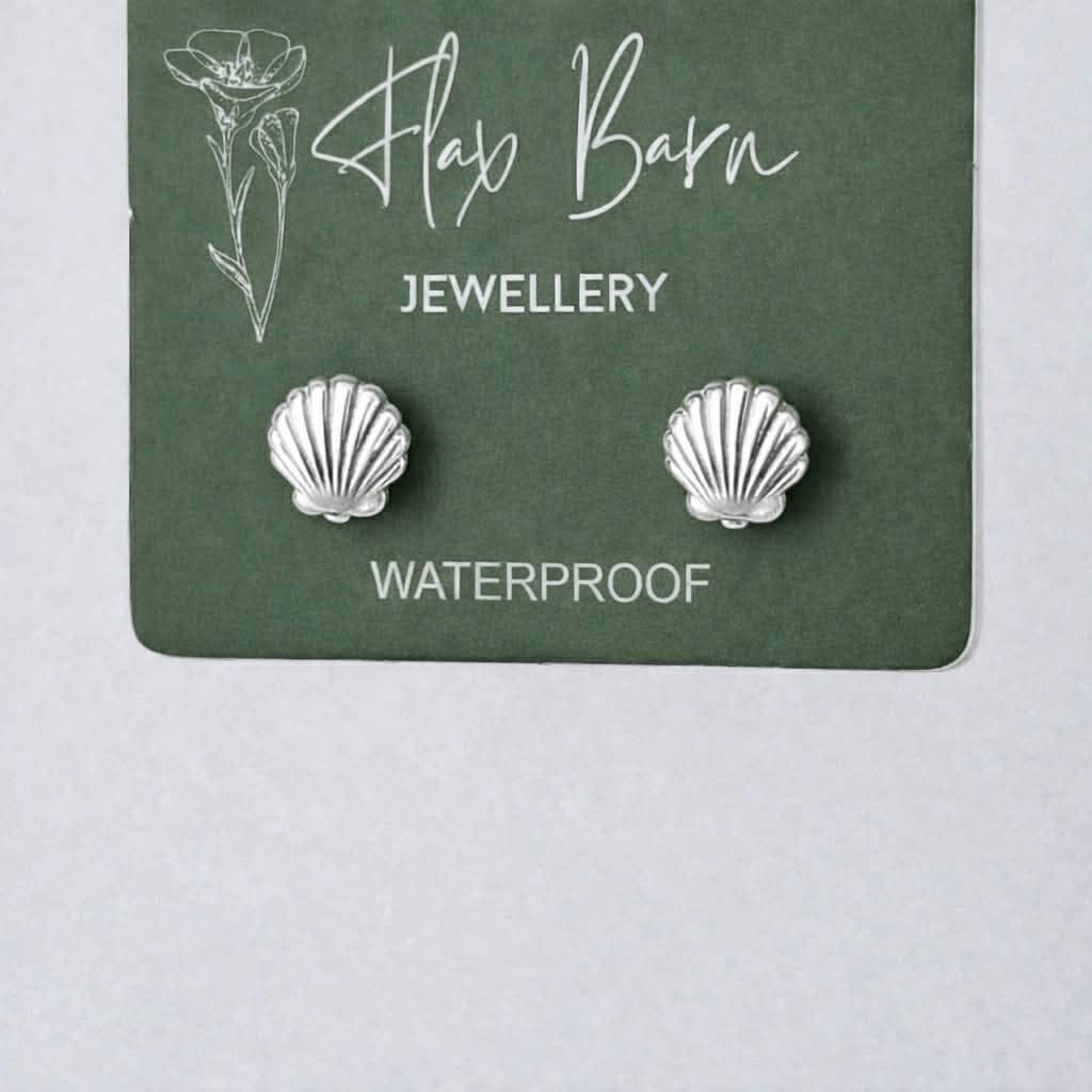 Tarnish Resistant Shell Studs: Silver