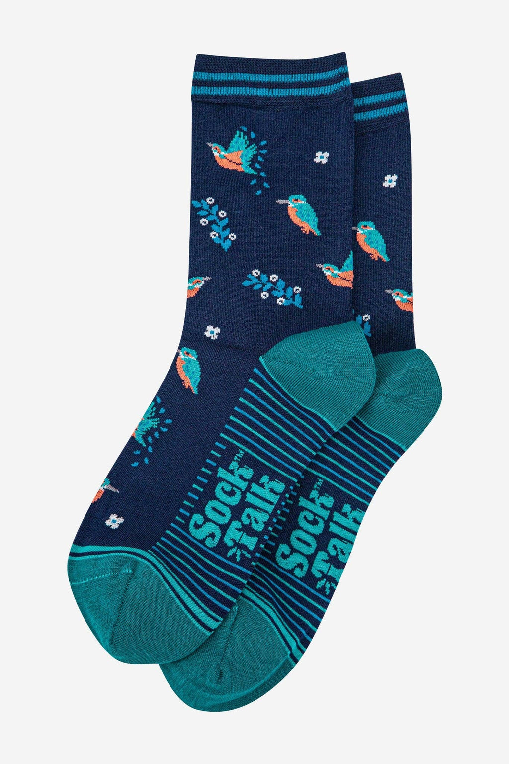 Kingfisher Floral Bamboo Socks in Navy Blue: UK 3-7 | EU 36-40 | US 5-9