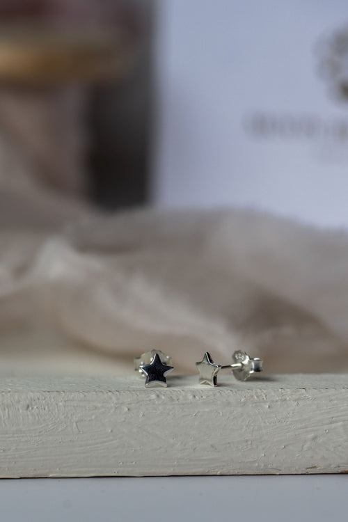 Gemini Star Stud Sterling Silver Earrings