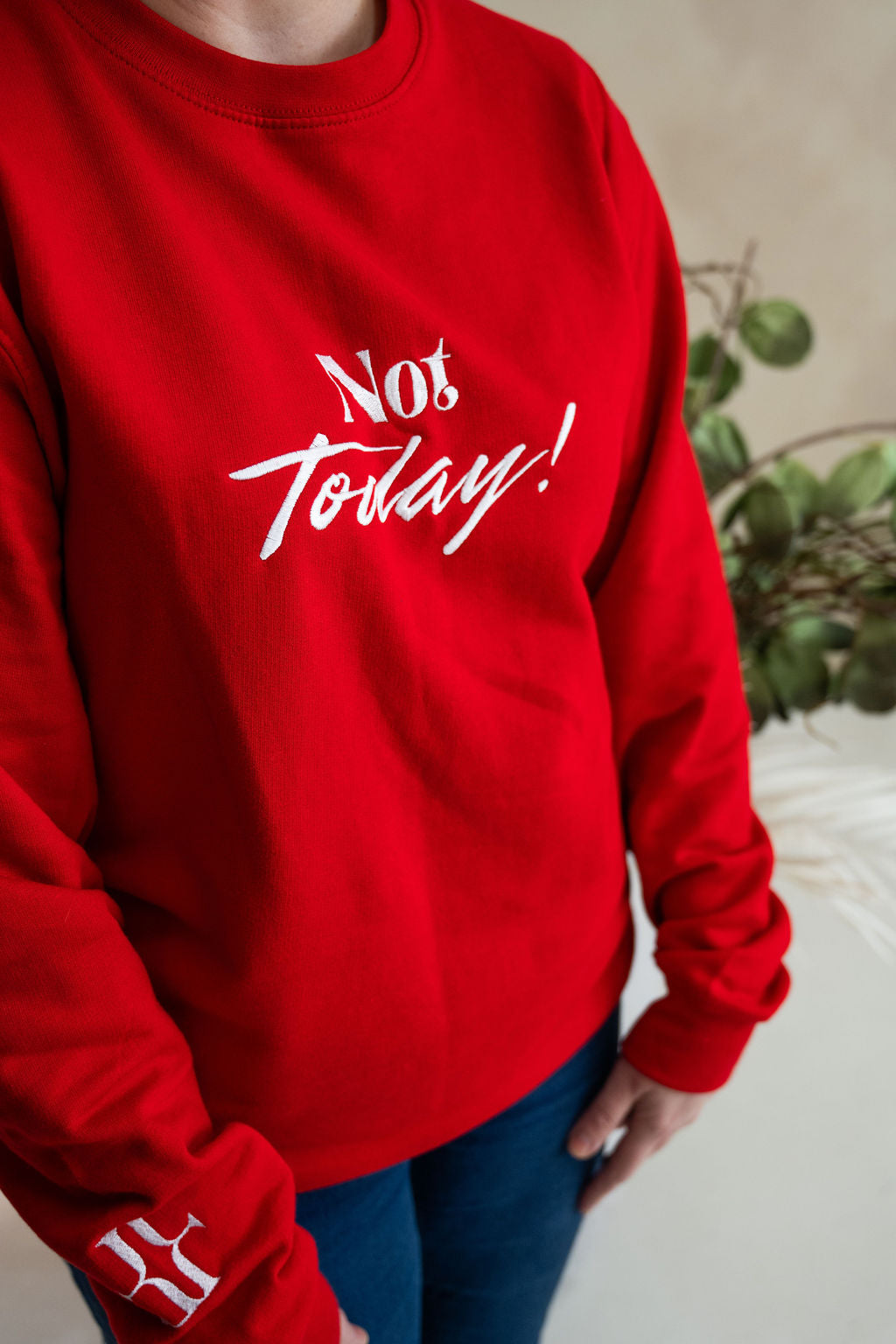 Ladies "Not Today!" Embroidered Sweater