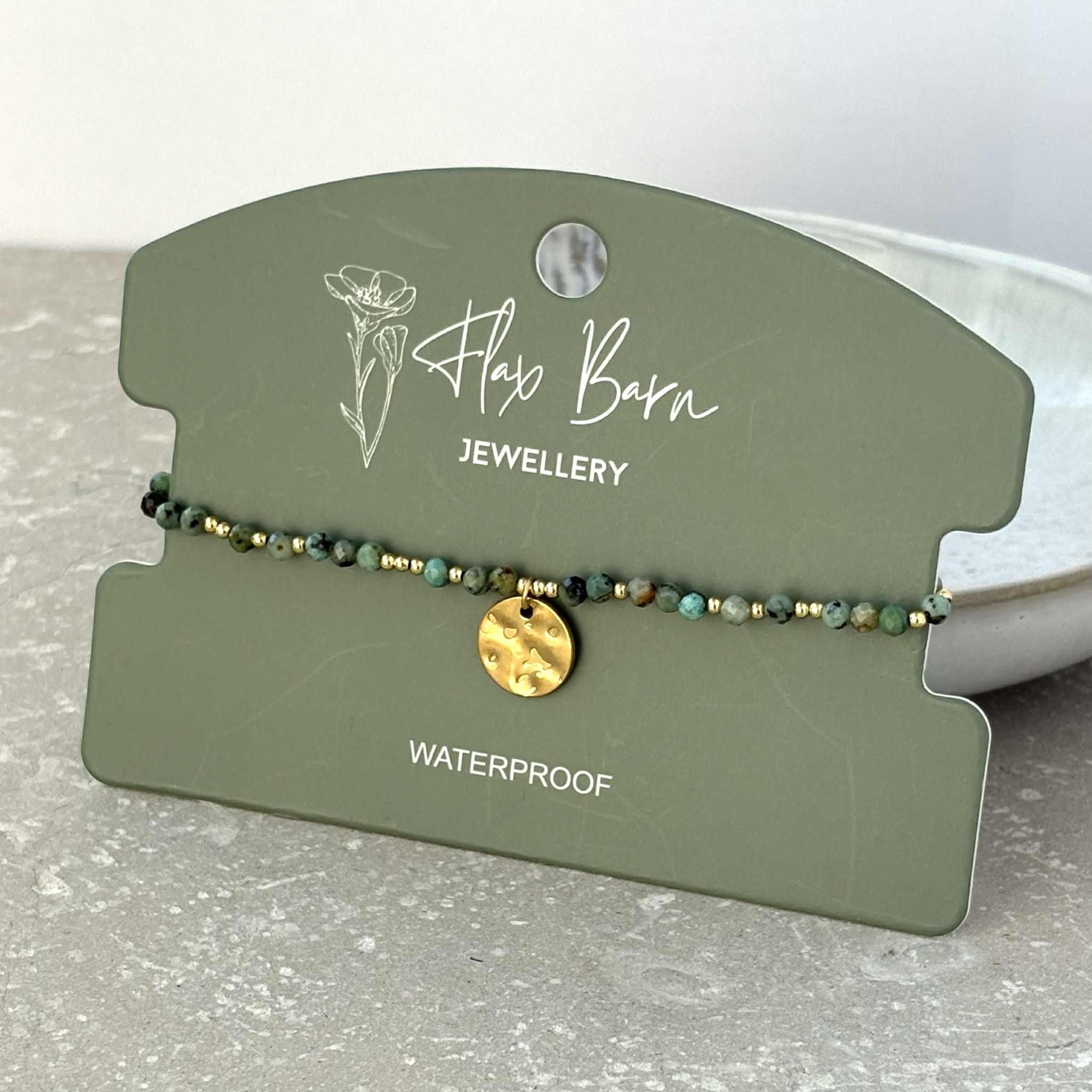 Tarnish Resistant Beaded Bracelet With Hammered Disk: Multicolor