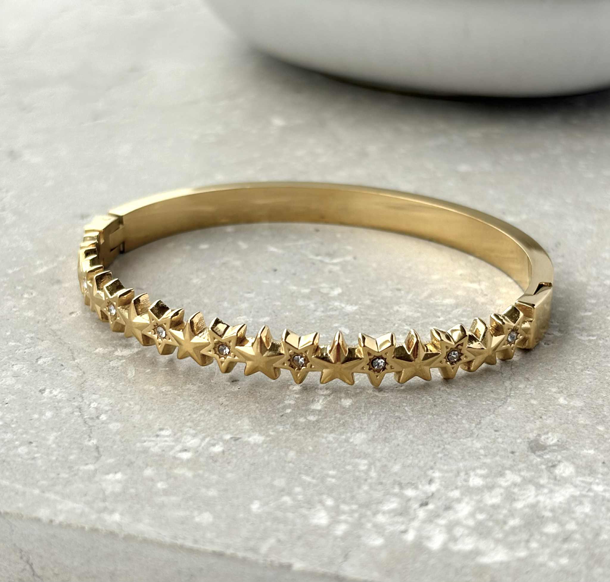 Tarnish Resistant Hinged Star With Zirconia Bangle